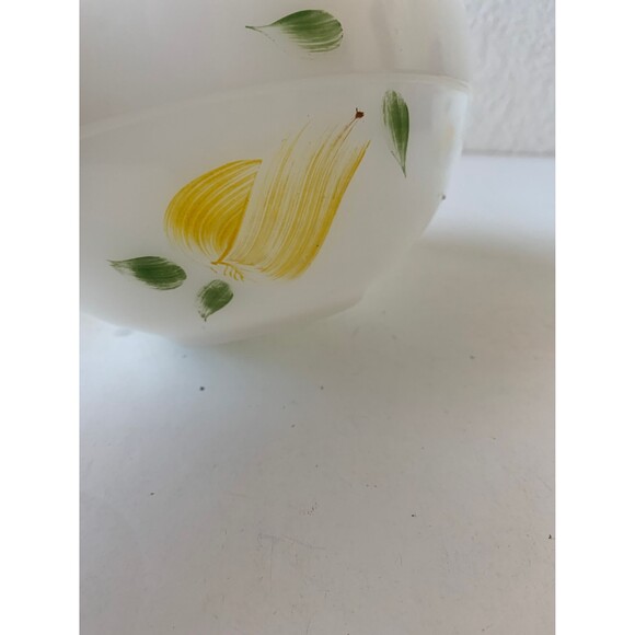 Fire King Milk Glass Mixing/Nesting Bowls Wide Rim Painted Fruit Gay Fad Studios - Picture 7 of 8